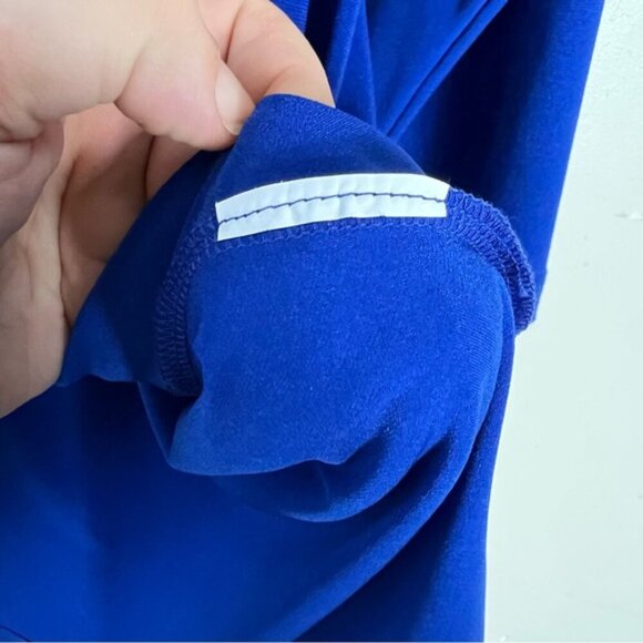 Sympli Royal Blue Mock Neck Tiered 3/4 Sleeve Tunic Top Slinky Flowy Travel - Picture 7 of 10